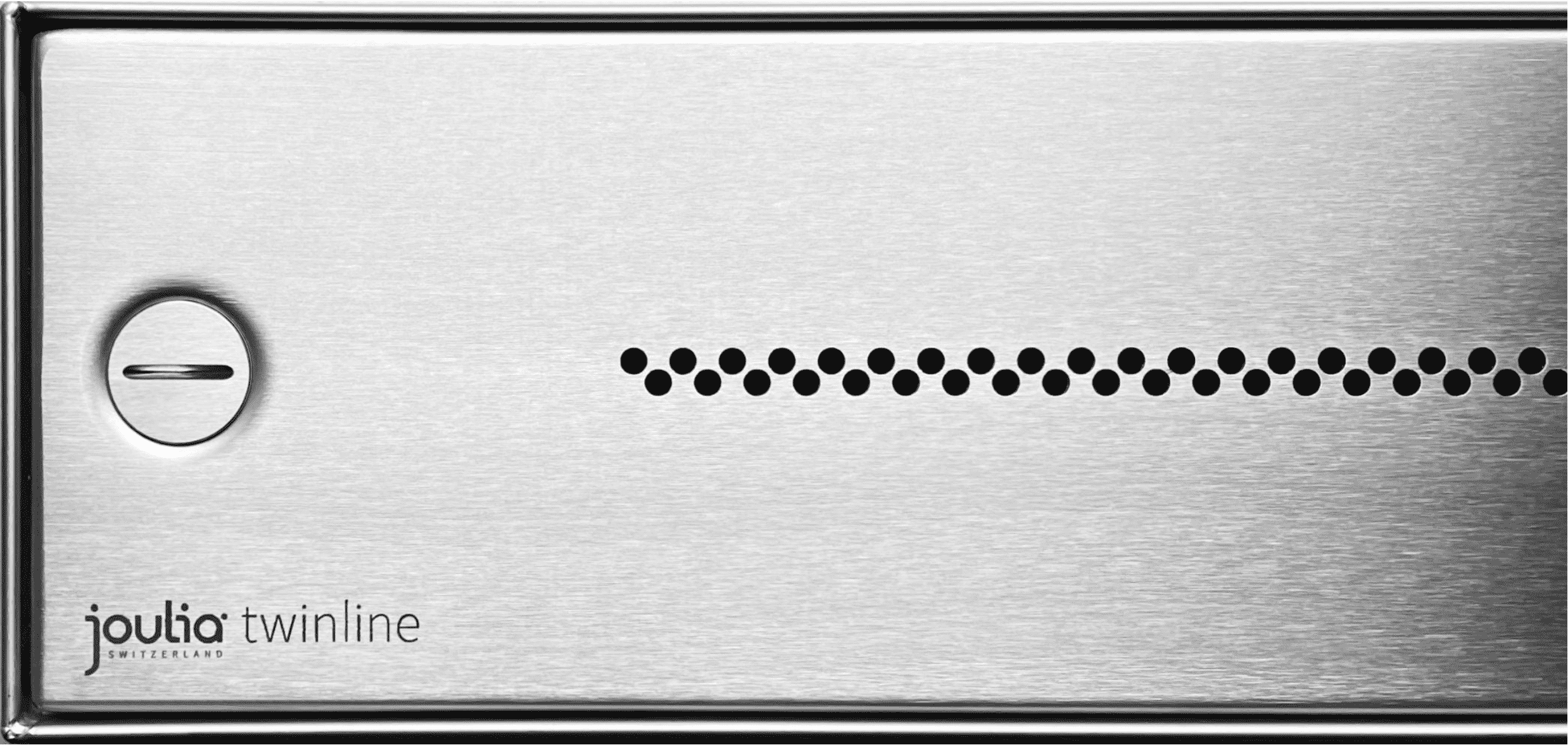 Edelstahl-Abdeckung der Joulia Twinline Duschrinne mit punktförmigem Ablaufdesign und integrierter Revisionsöffnung