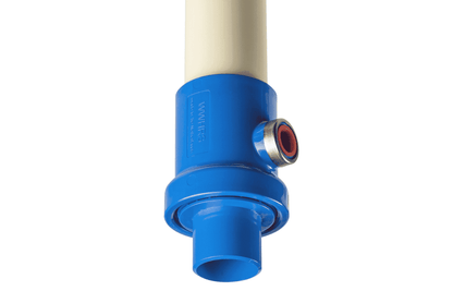 Endstück des Unocconi Duschrohrs mit Anschluss für Wärmerückgewinnung