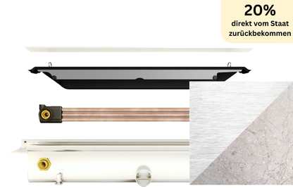 Duschrinne Joulia 3-Rohr für exklusive Bodenbeläge (37% Wirkungsgrad)